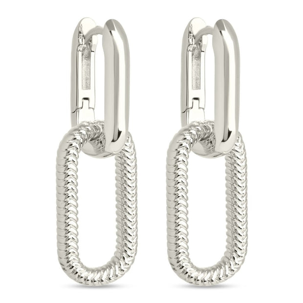 Sable CZ Chain Link Drop Stud Earrings