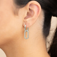 Sable CZ Chain Link Drop Stud Earrings