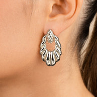 Enid Textured Door Knocker Stud Earrings