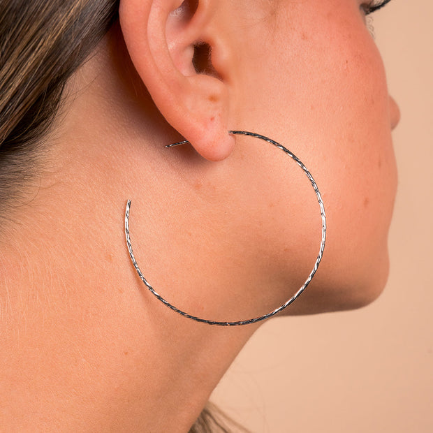 Sterling Silver Textured Hoops