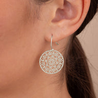 Sterling Silver Round Filigree Dangle Earrings