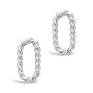 Sterling Silver Braided Oval Stud Earrings