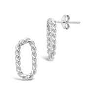 Sterling Silver Braided Oval Stud Earrings