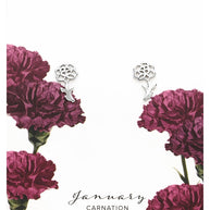 Sterling Silver Birth Flower Stud Earrings