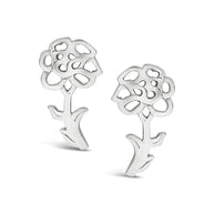 Sterling Silver Birth Flower Stud Earrings