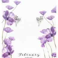 Sterling Silver Birth Flower Stud Earrings