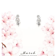 Sterling Silver Birth Flower Stud Earrings