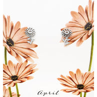 Sterling Silver Birth Flower Stud Earrings