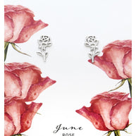 Sterling Silver Birth Flower Stud Earrings