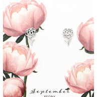 Sterling Silver Birth Flower Stud Earrings