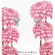 Sterling Silver Birth Flower Stud Earrings