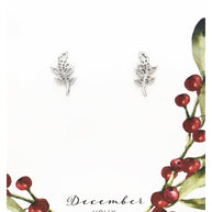 Sterling Silver Birth Flower Stud Earrings