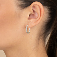Sterling Silver Rectangle Huggie Hoop Earrings