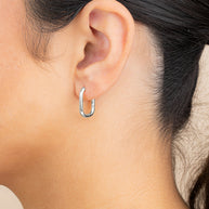 Sterling Silver Rectangle Huggie Hoop Earrings