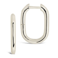 Sterling Silver Rectangle Huggie Hoop Earrings