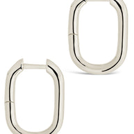 Sterling Silver Rectangle Huggie Hoop Earrings