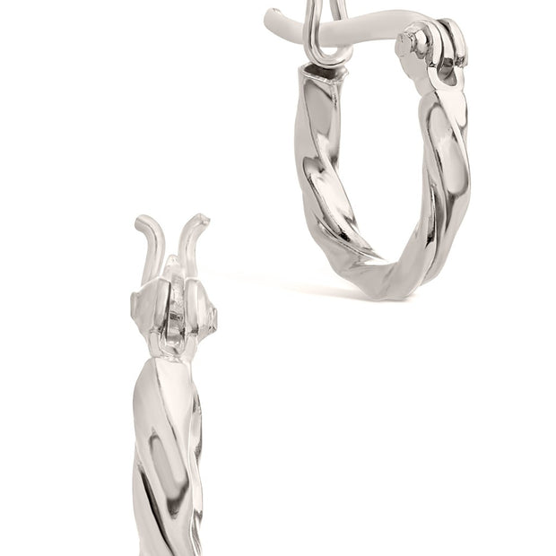 Sterling Silver Simple Twist Hoop Earrings
