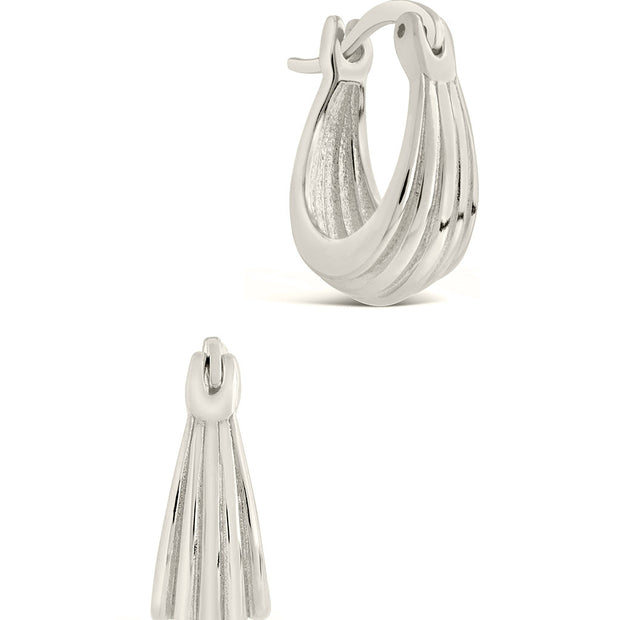 Sterling Silver Ripple Statement Hoop Earrings