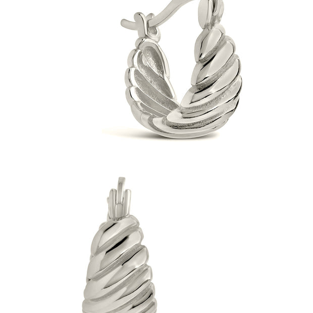 Sterling Silver Croissant Dome Hoop Earrings