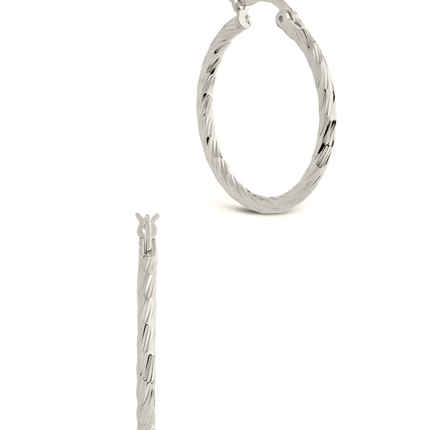 Sterling Silver Anita Textured Hoop Earrings
