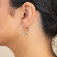 Sterling Silver Anita Textured Hoop Earrings