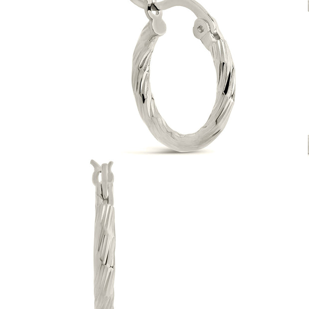 Sterling Silver Anita Textured Hoop Earrings