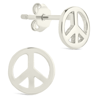 Sterling Silver Peace Sign Studs