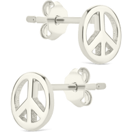 Sterling Silver Peace Sign Studs