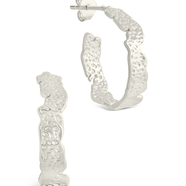 Sterling Silver Mary Textured Hoop Earrings