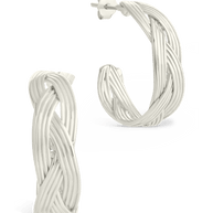 Sterling Silver Janet Ribbed Hoop Earrings
