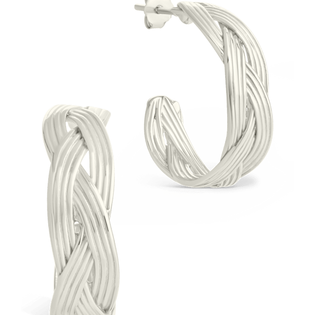 Sterling Silver Janet Ribbed Hoop Earrings
