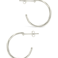 Sterling Silver Janet Ribbed Hoop Earrings