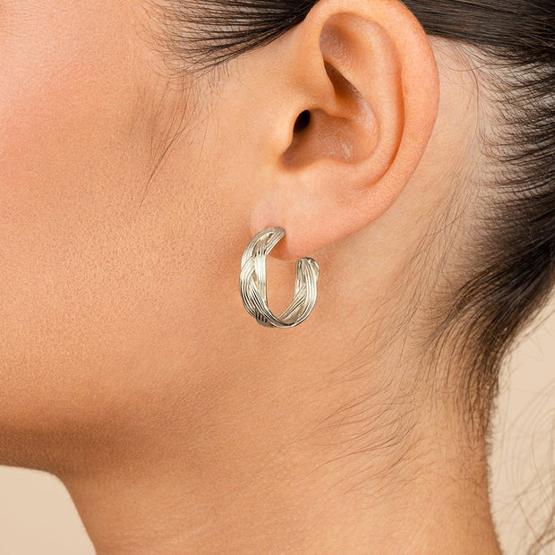 Sterling Silver Janet Ribbed Hoop Earrings