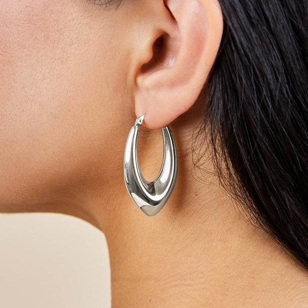 1.5" V Drop Hoop Earrings