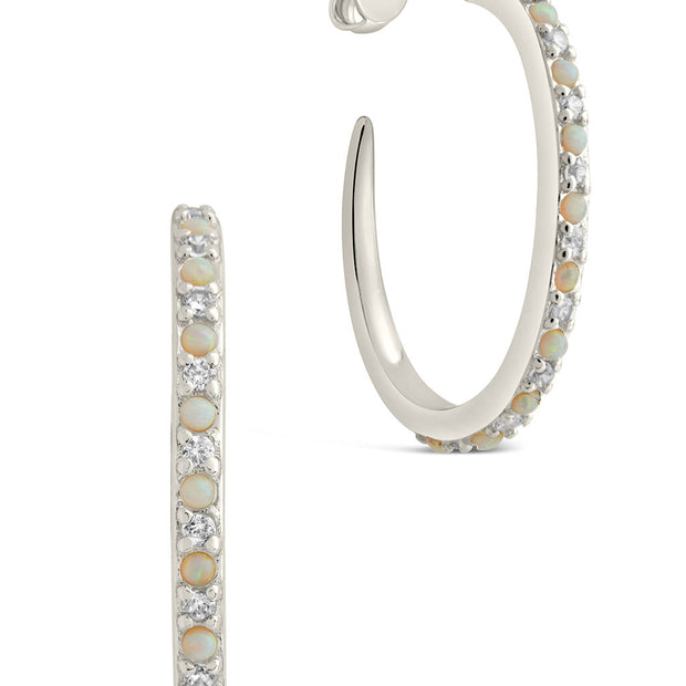 Lorna CZ & Opal Studded Hoop Earrings