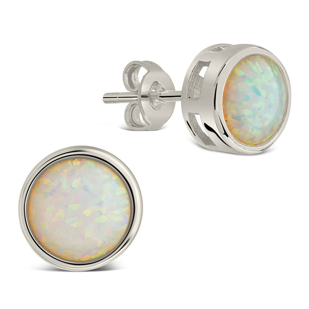 Paxe Opal Circle Stud Earrings