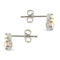 Bermuda Opal, Pearl, & Turquoise Triple Stud Earrings
