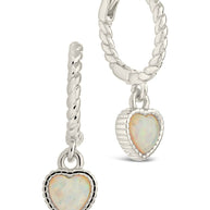 Meredith Braided Opal Heart Drop Hoop Earrings