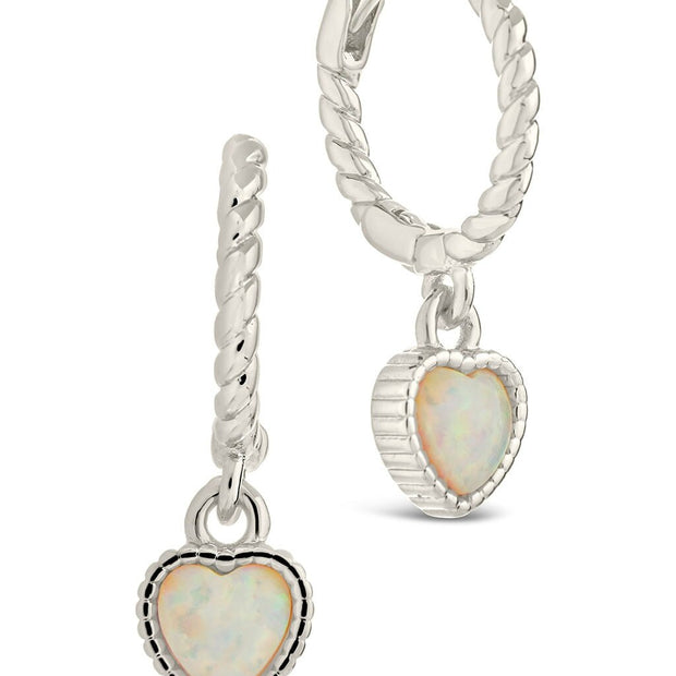 Meredith Braided Opal Heart Drop Hoop Earrings