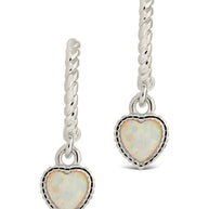 Meredith Braided Opal Heart Drop Hoop Earrings