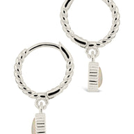 Meredith Braided Opal Heart Drop Hoop Earrings