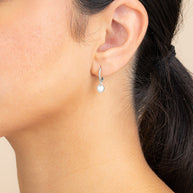 Meredith Braided Opal Heart Drop Hoop Earrings