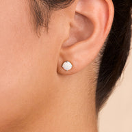 Sterling Silver 6mm Opal Earring Studs - In SIlver or 14K Gold Plated