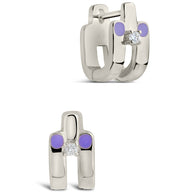 Zella CZ & Enamel Huggie Hoop Earrings