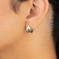 Zella CZ & Enamel Huggie Hoop Earrings