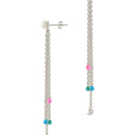 Delmare Enamel & Pearl Dangle Earrings