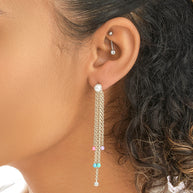 Delmare Enamel & Pearl Dangle Earrings
