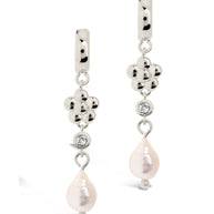 June CZ Flower & Pearl Hoop Earrings