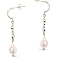 June CZ Flower & Pearl Hoop Earrings