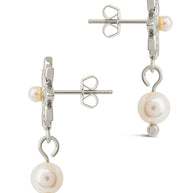 Esti CZ Flower & Pearl Drop Stud Earrings
